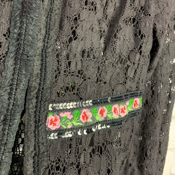 Nanette Lepore Black Crochet Lace Sequin Blazer 4 - Picture 3 of 7